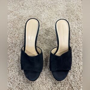 Veronica Beard Dali Platform Heels Black Suede Womens 9 Elegant Open-Toe Sandal